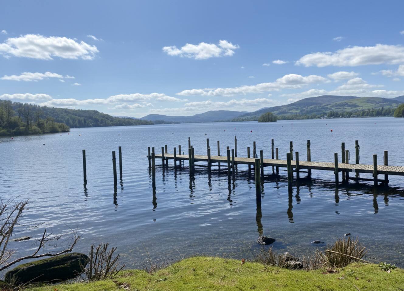 A quiet wooden jetty on Lake Windermere