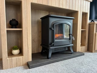 Stove-effect fire inside The Debonair