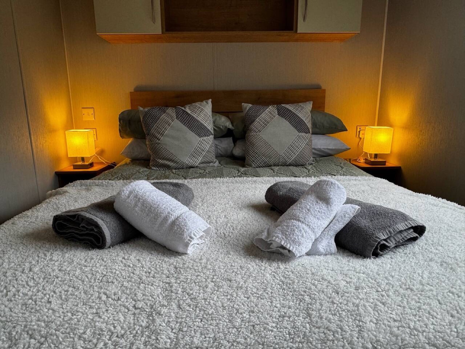 The twin bedroom, made up with fresh linens
