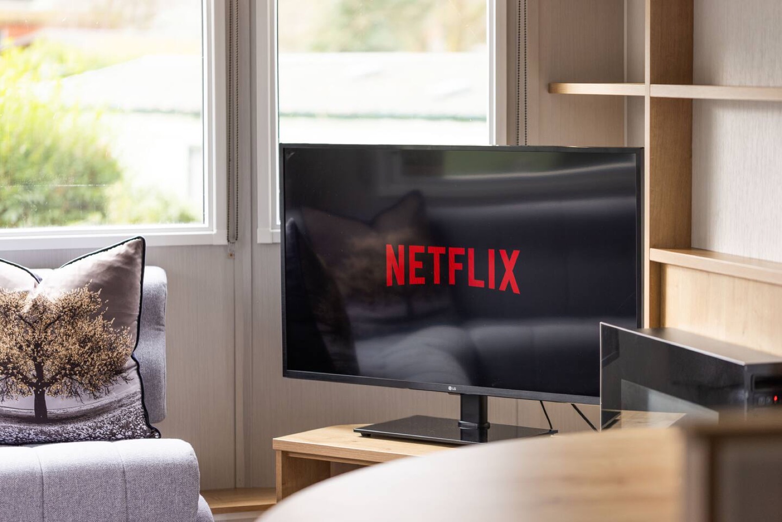 Smart TV, positioned for fireside movie nights